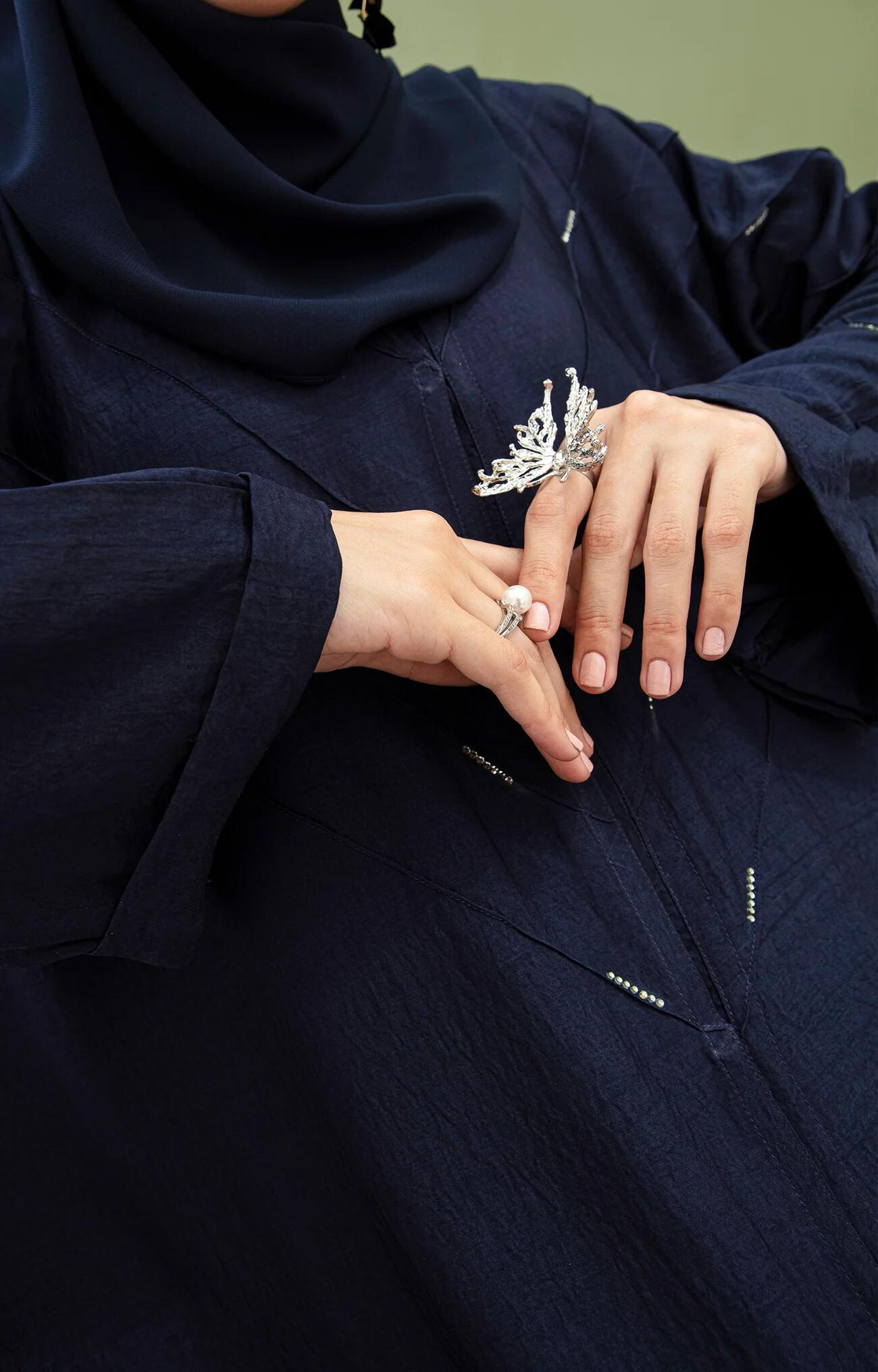 Enora Blue Front Open Fashionable Abaya Quality Piece Variety Colours And Customisations Branding - view 4