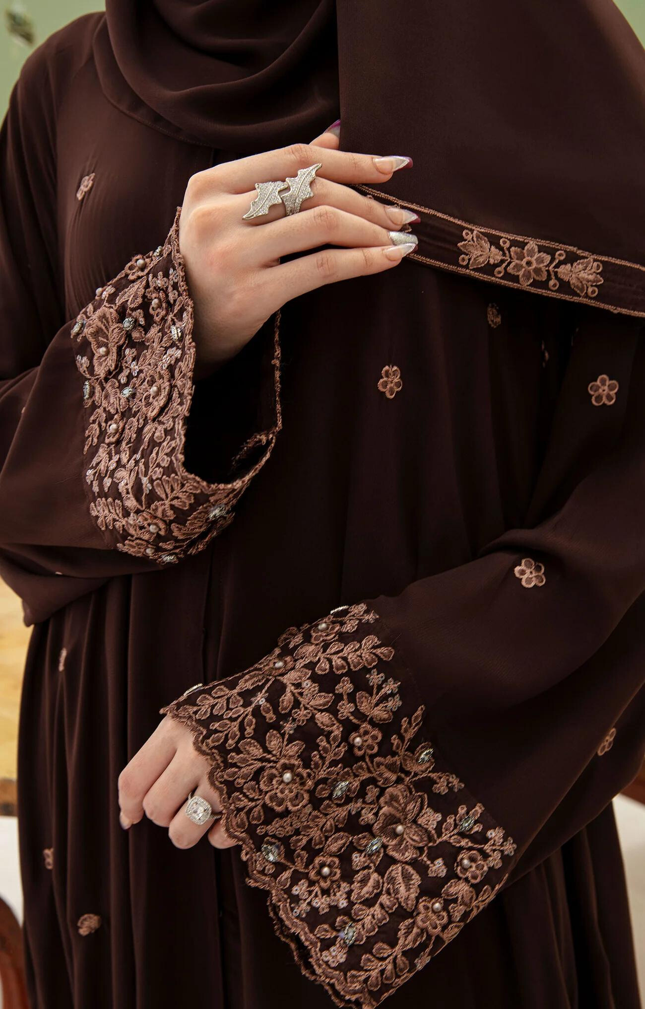 Cammelia Embriodered Front Open Abaya Quality Piece Variety Colours And Customisations Branding