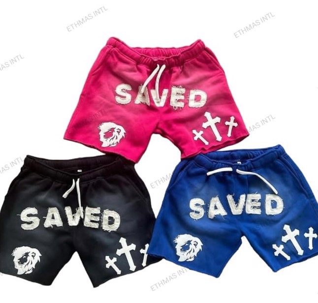 Customized Sun Fade Distressed Embroidery Shorts