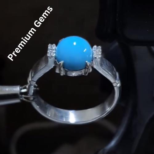 Clean Rare Turquoise Ring Nishapuri Feroza Natural Feroza Ring Shia Rings - view 3