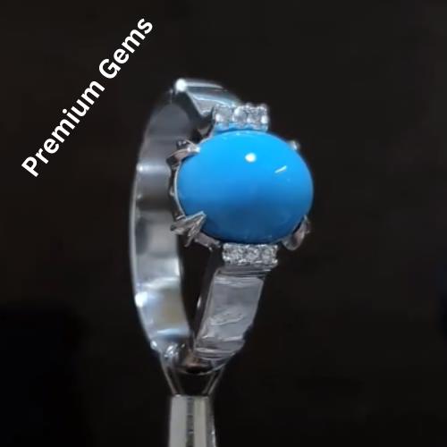 Clean Rare Turquoise Ring Nishapuri Feroza Natural Feroza Ring Shia Rings - view 4