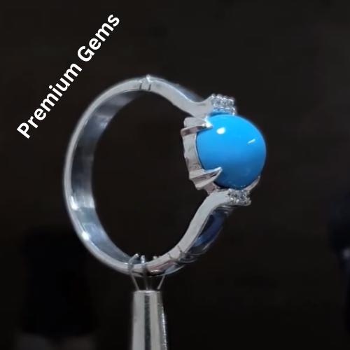 Clean Rare Turquoise Ring Nishapuri Feroza Natural Feroza Ring Shia Rings - view 5