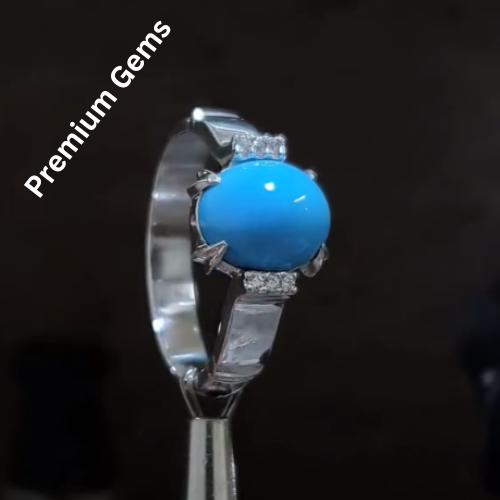 Clean Rare Turquoise Ring Nishapuri Feroza Natural Feroza Ring Shia Rings - view 9