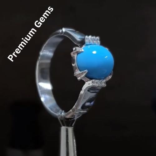 Clean Rare Turquoise Ring Nishapuri Feroza Natural Feroza Ring Shia Rings - view 10