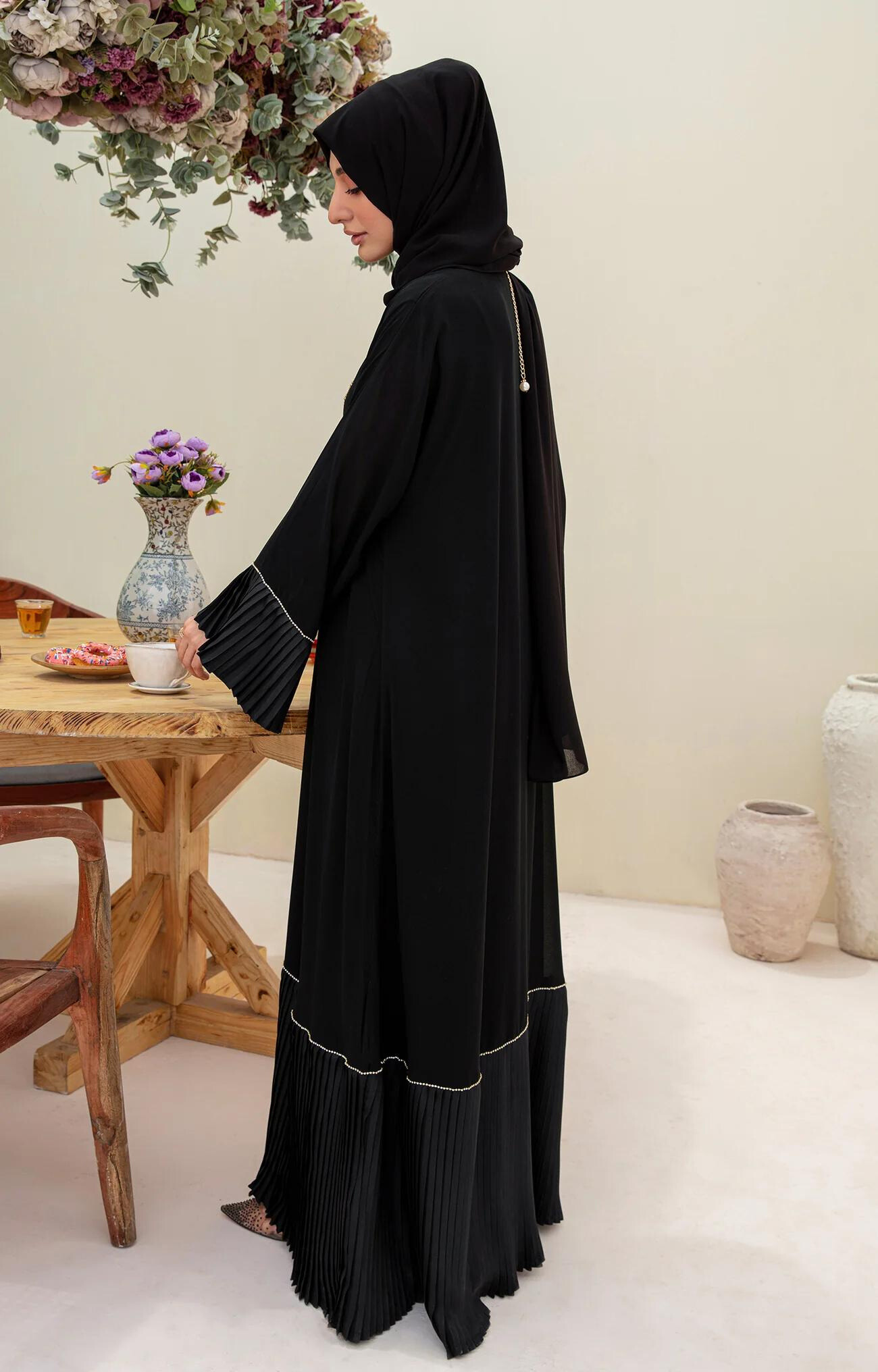 Elmira Front Open Abaya Fashionable Quality Piece Variety Colours And Customisations Branding - view 5