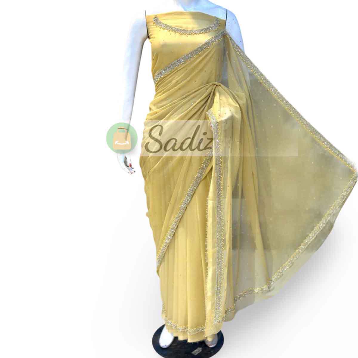 Unstitched Chiffon Party Wear Saree - view 2
