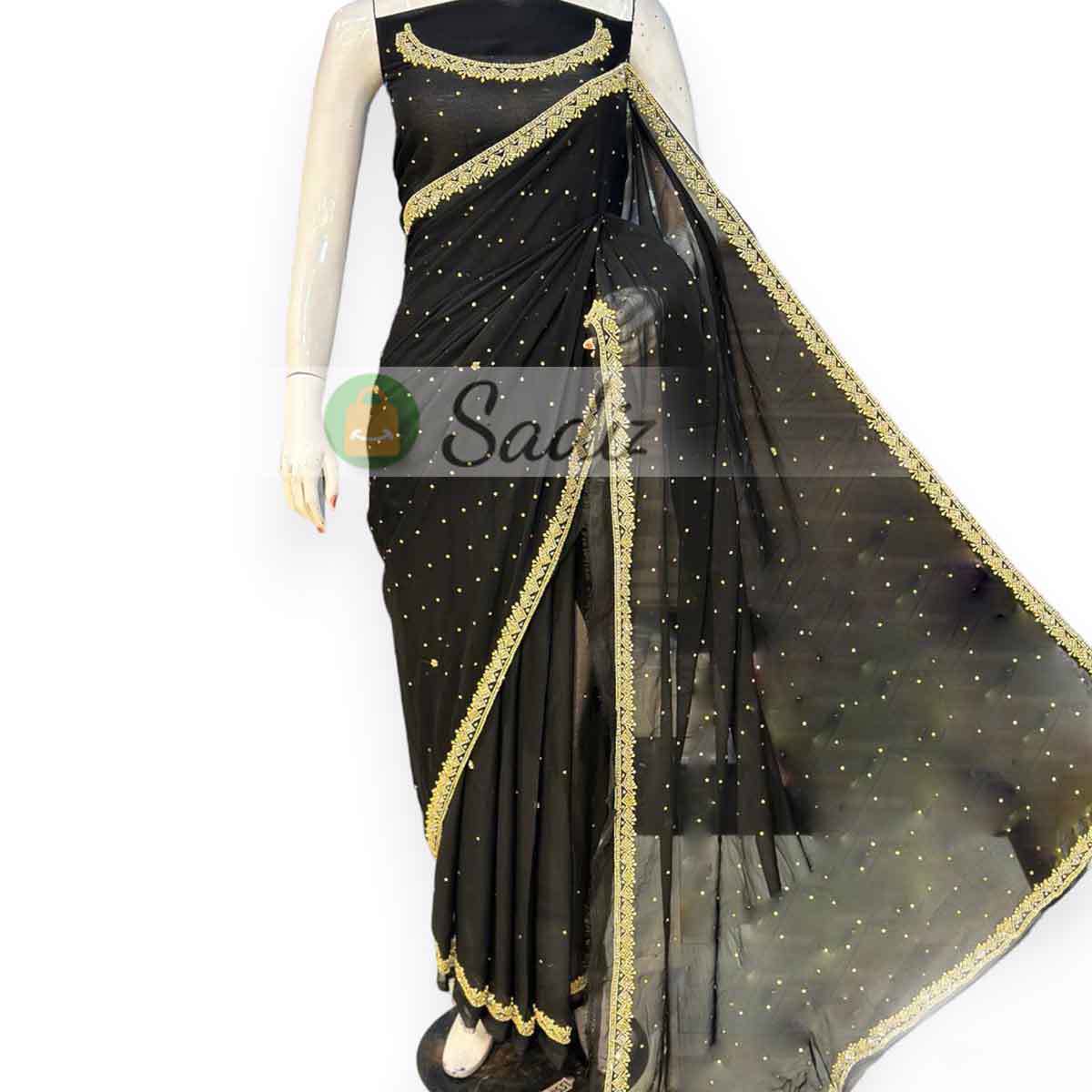 Unstitched Chiffon Party Wear Saree - view 3