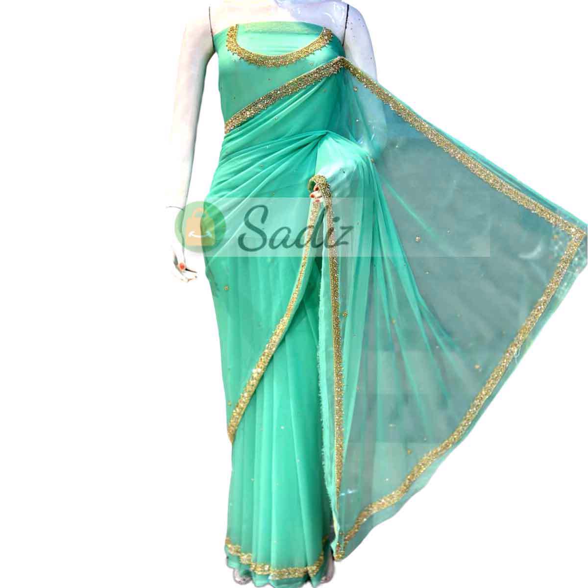 Unstitched Chiffon Party Wear Saree - view 4