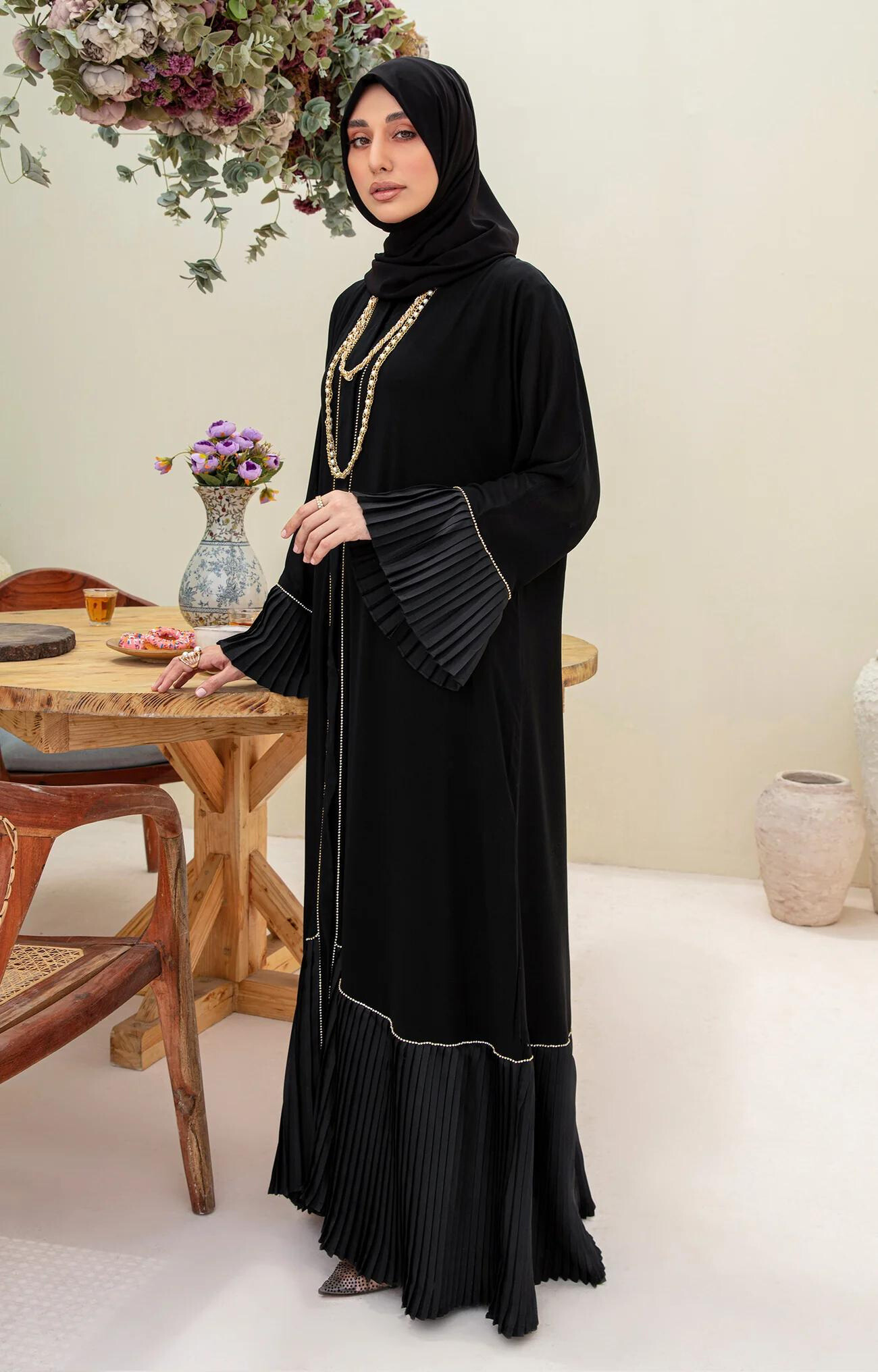 Elmira Front Open Abaya Fashionable Quality Piece Variety Colours And Customisations Branding - view 12