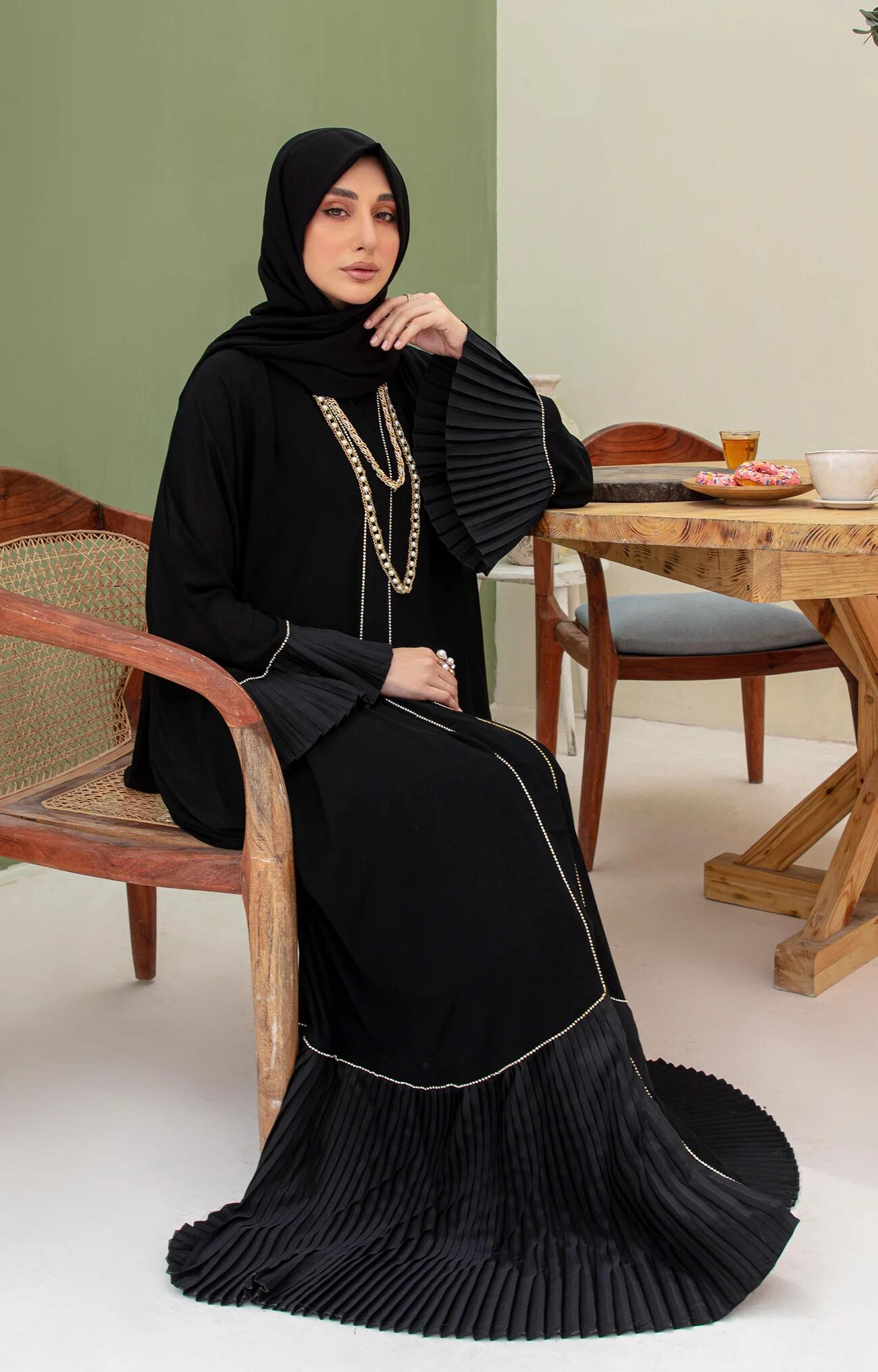Elmira Front Open Abaya Fashionable Quality Piece Variety Colours And Customisations Branding - view 14