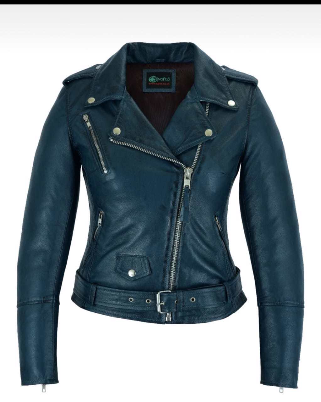 ladies sheep leather biker jacket - view 2