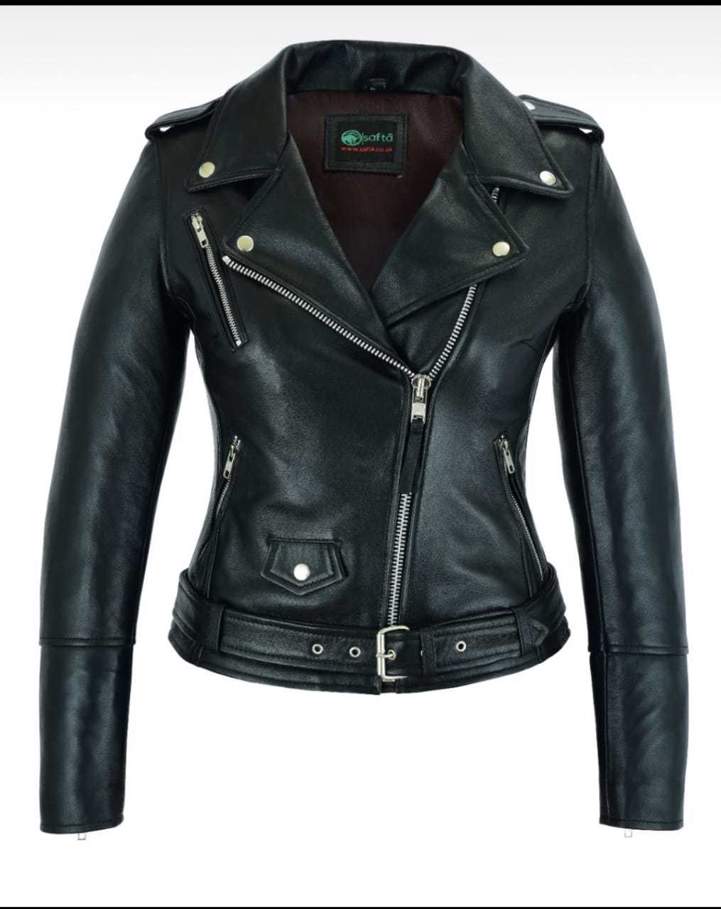 ladies sheep leather biker jacket - view 3