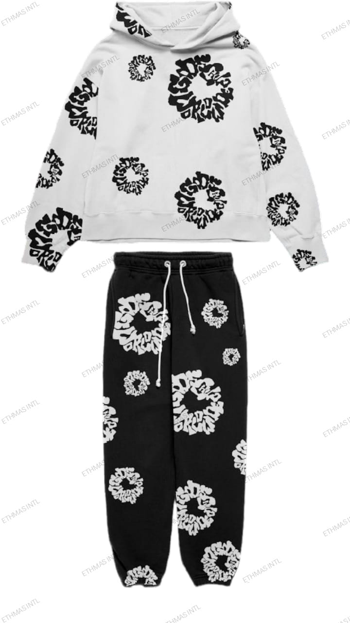 Customized Two Tone Screen Print Cotton Fleece Track Suits 