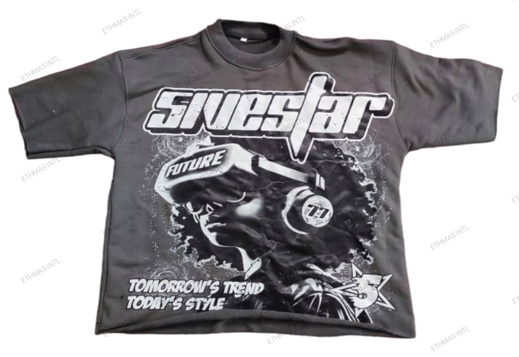Customized French Terry Fabric DTF Print Oversize Crop Tshirt Drop Shoulder Tshirt