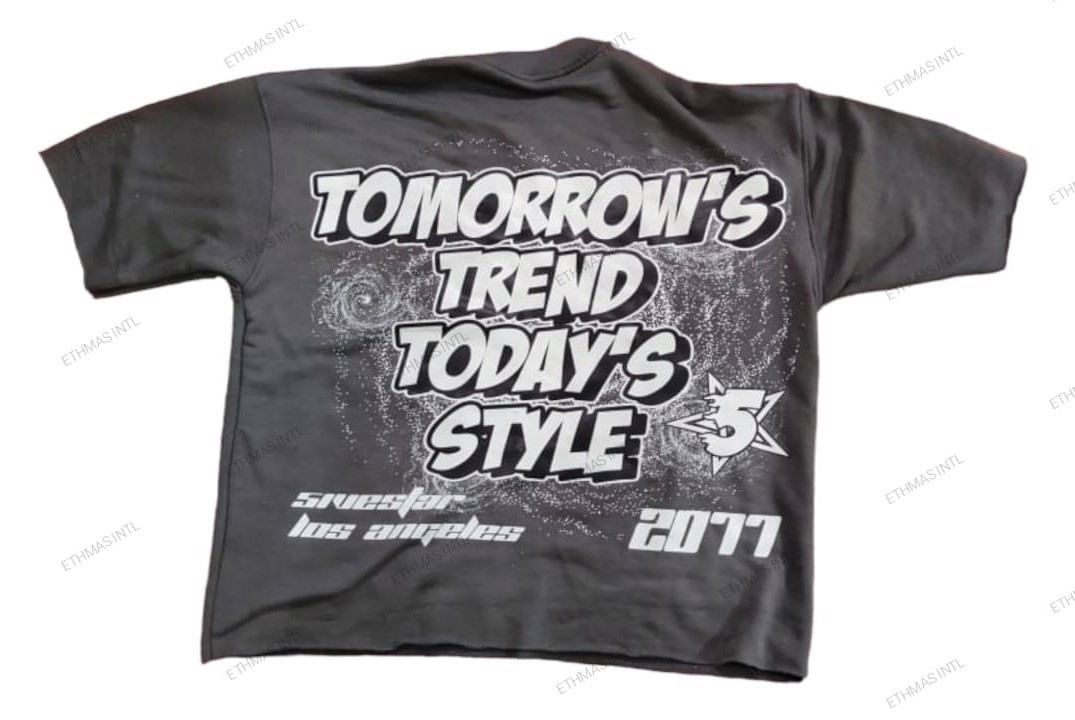 Customized French Terry Fabric DTF Print Oversize Crop Tshirt Drop Shoulder Tshirt - view 2