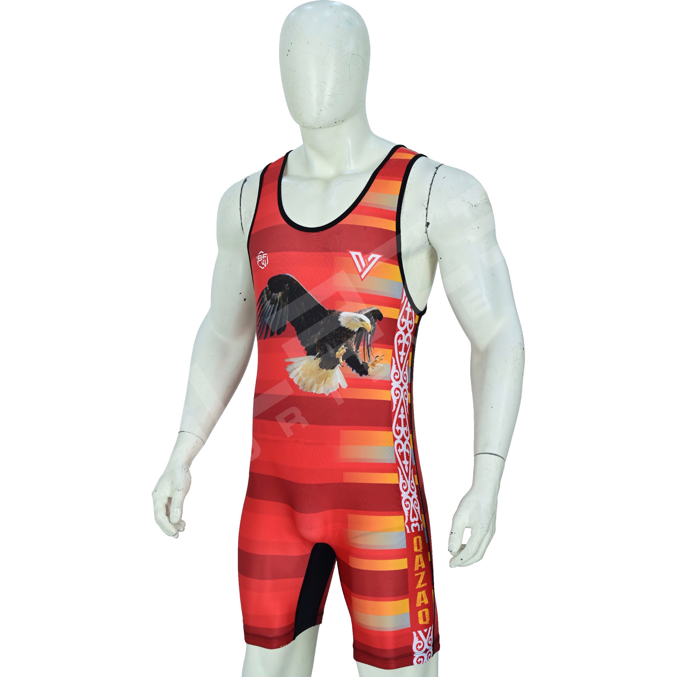Custom wrestling singlet: durable, moisture-wicking, flexible, snug fit, flatlock seams, breathable