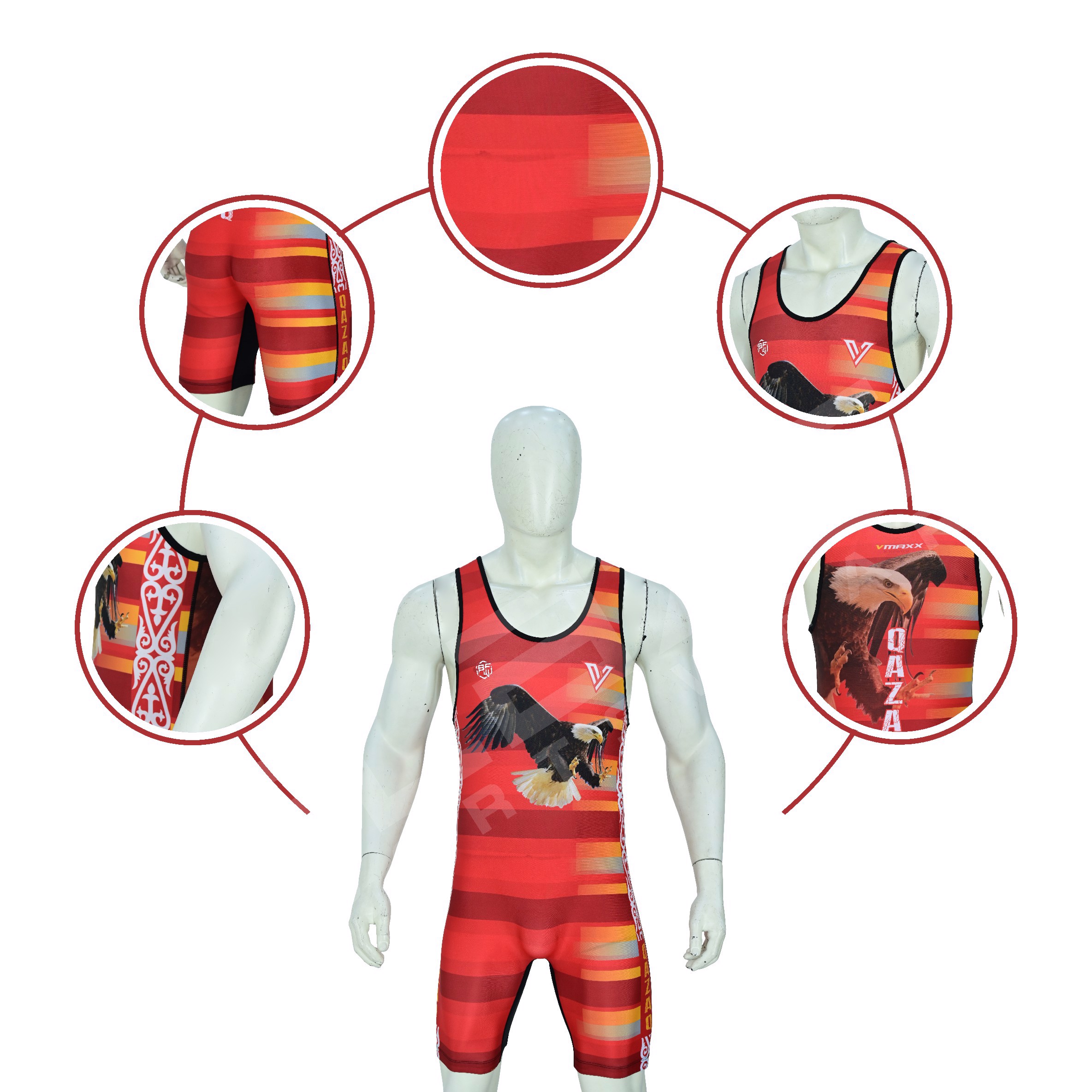 Custom wrestling singlet: durable, moisture-wicking, flexible, snug fit, flatlock seams, breathable - view 17