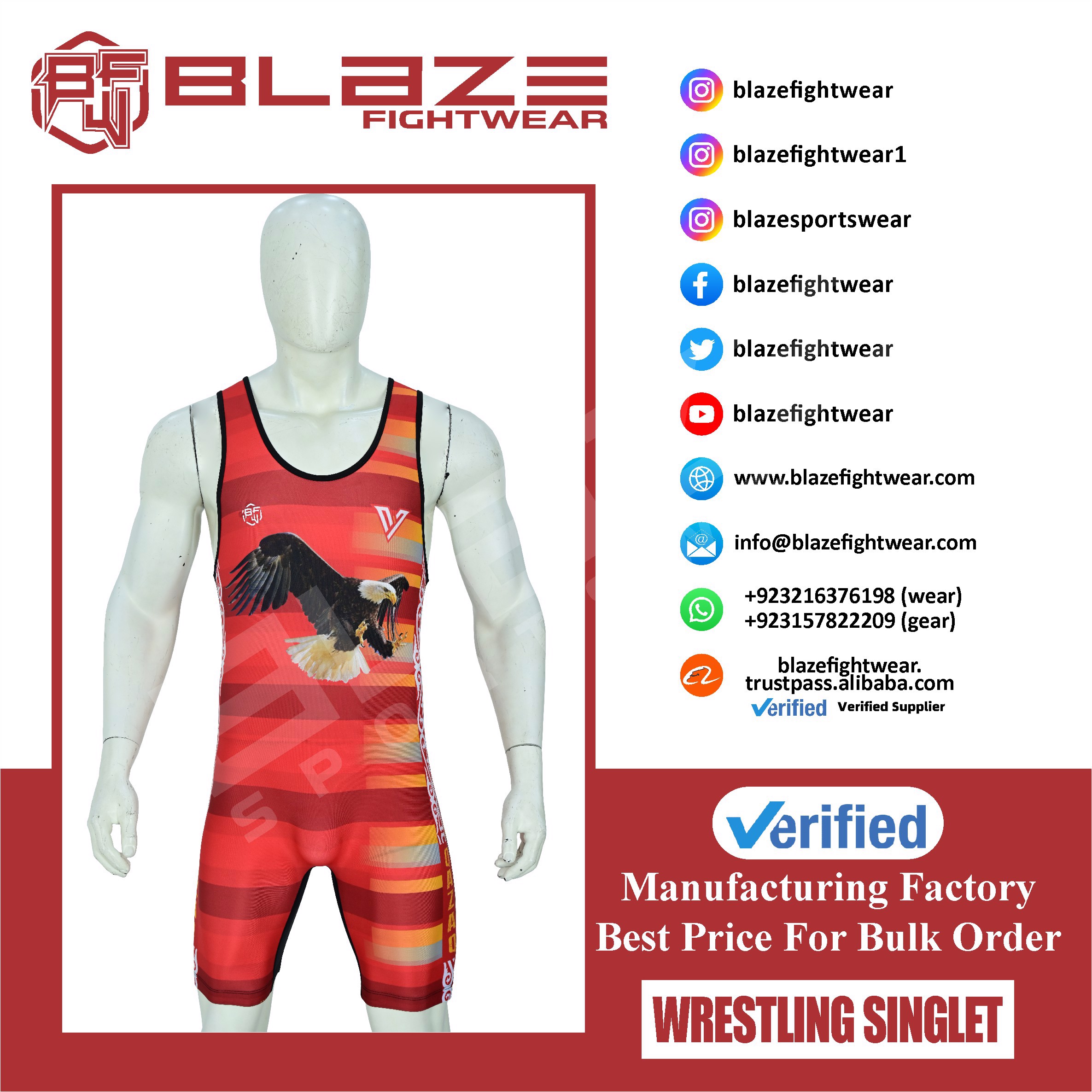 Custom wrestling singlet: durable, moisture-wicking, flexible, snug fit, flatlock seams, breathable - view 28