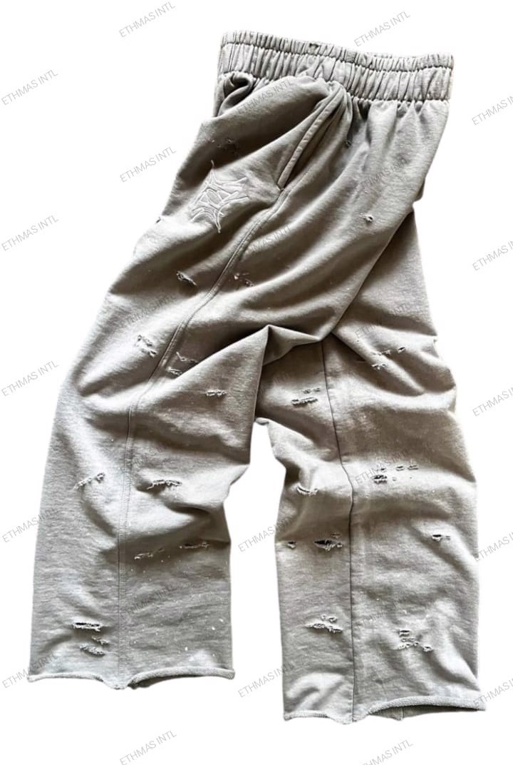 Customized French Terry Distressed Wide Bottom Pant&Trousers  - view 5