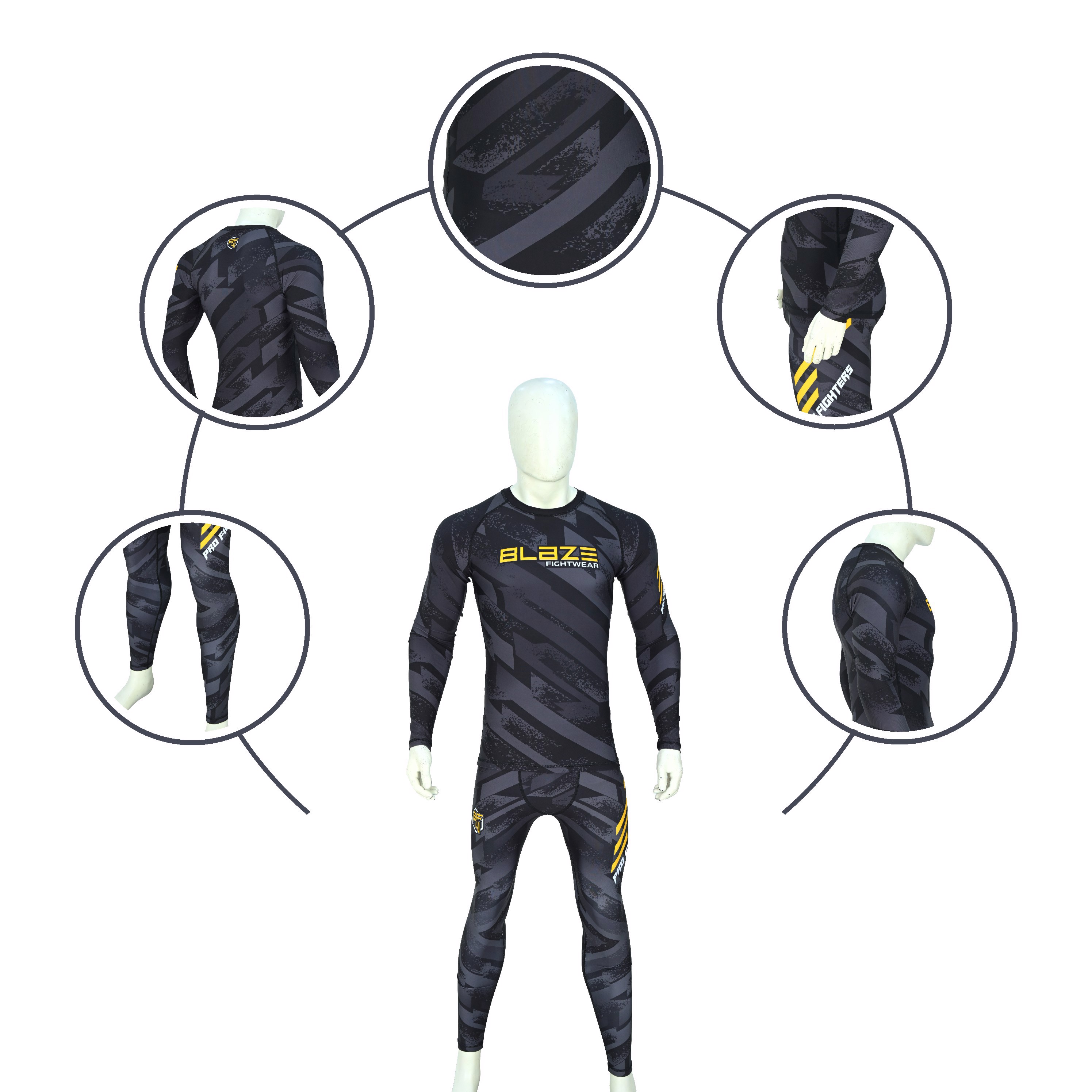  Custom High Quality Design Sublimation Printed Long Sleeve Rash guard Spandex Polyester Men BJJ  - view 8