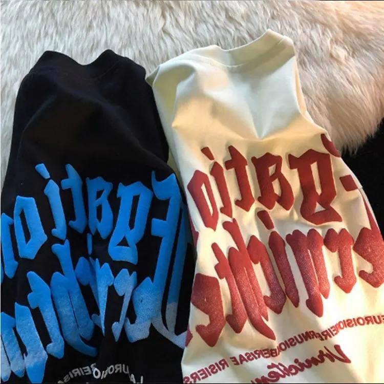 Puff print custom t shirt 3d foam print 100% cotton high quality men