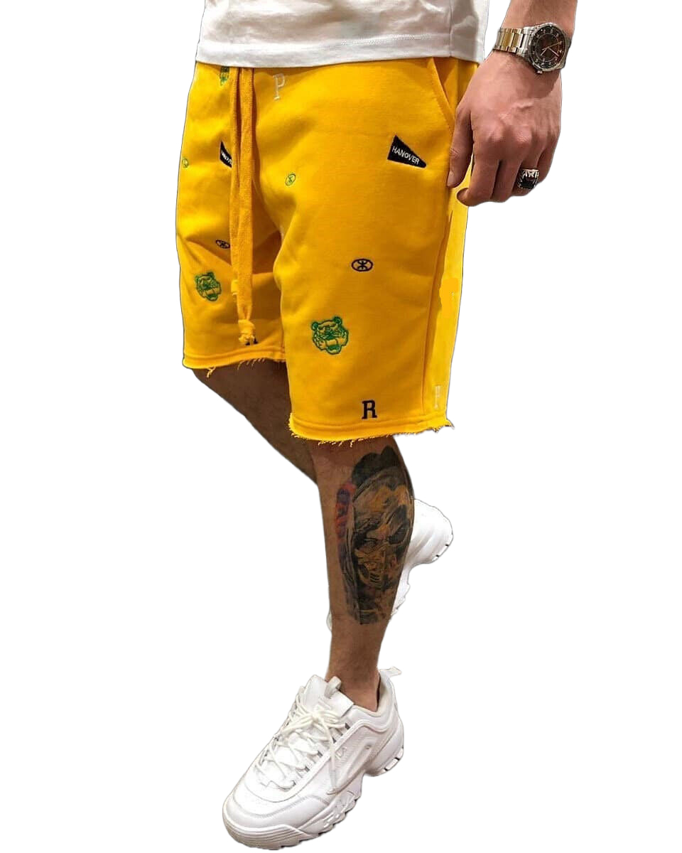 Wholesale Custom Logo Embroidery Men's Cotton Fleece Short with Pockets Shorts print texture for men - view 12