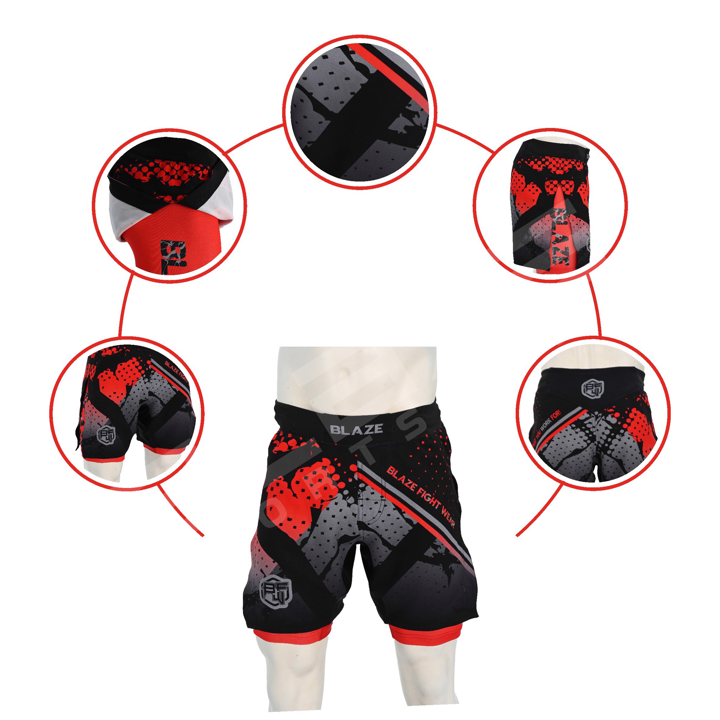 Customize MMA Shorts Durable and Lightweight BJJ Fight Wear Four Way Stretch No Gi Training Short - view 7