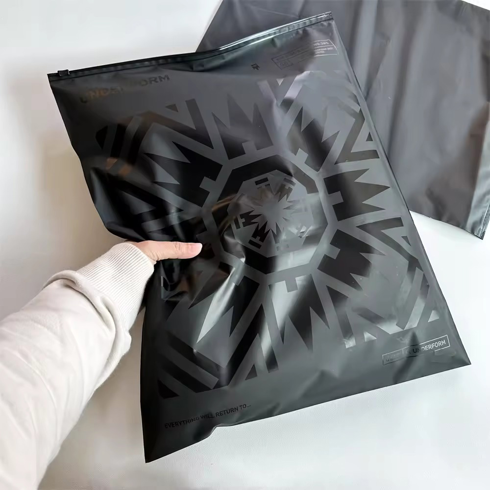 Custom frosted Biodegradable Plastic Packaging Zipper Bags, T Shirt Swimwear Zip Lock Clothing Bags  - view 2