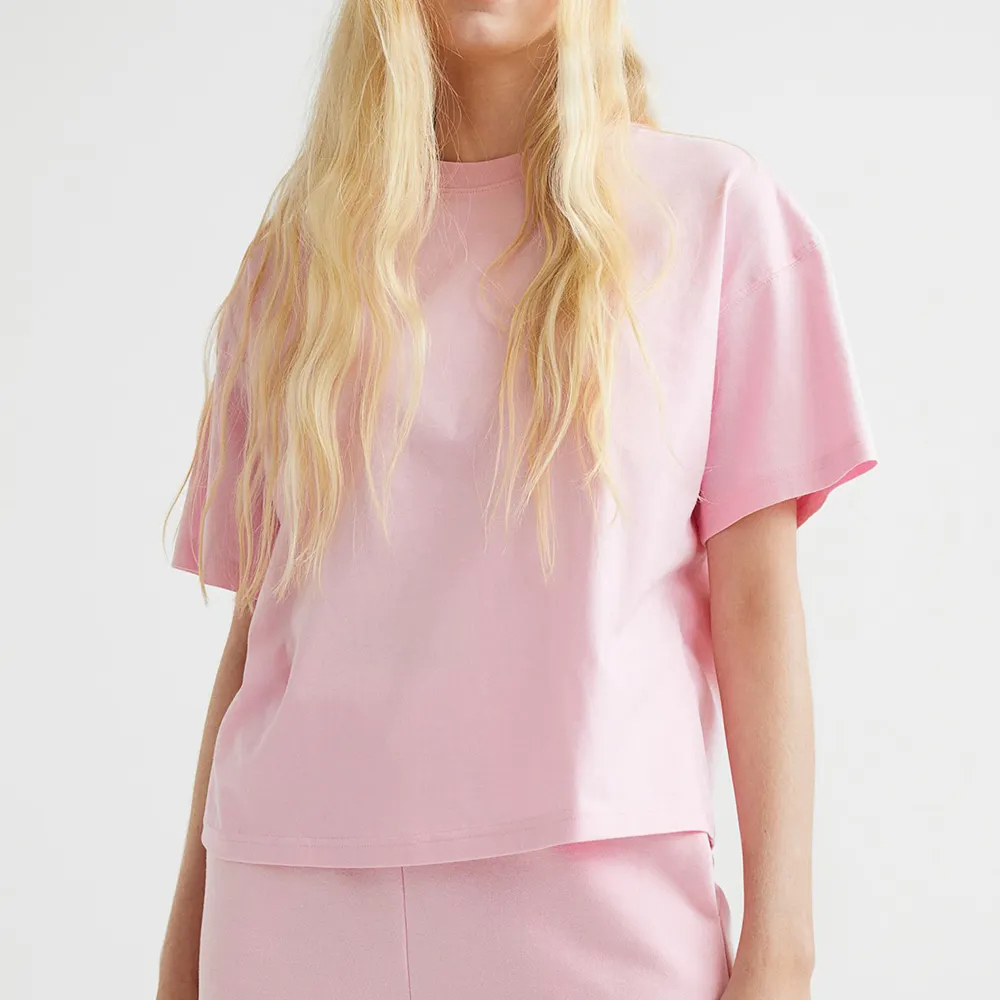 Custom Logo Heavyweight 280 GSM Streetwear T-shirt 100% Cotton Plain T-shirt Women Pink Tee  - view 5