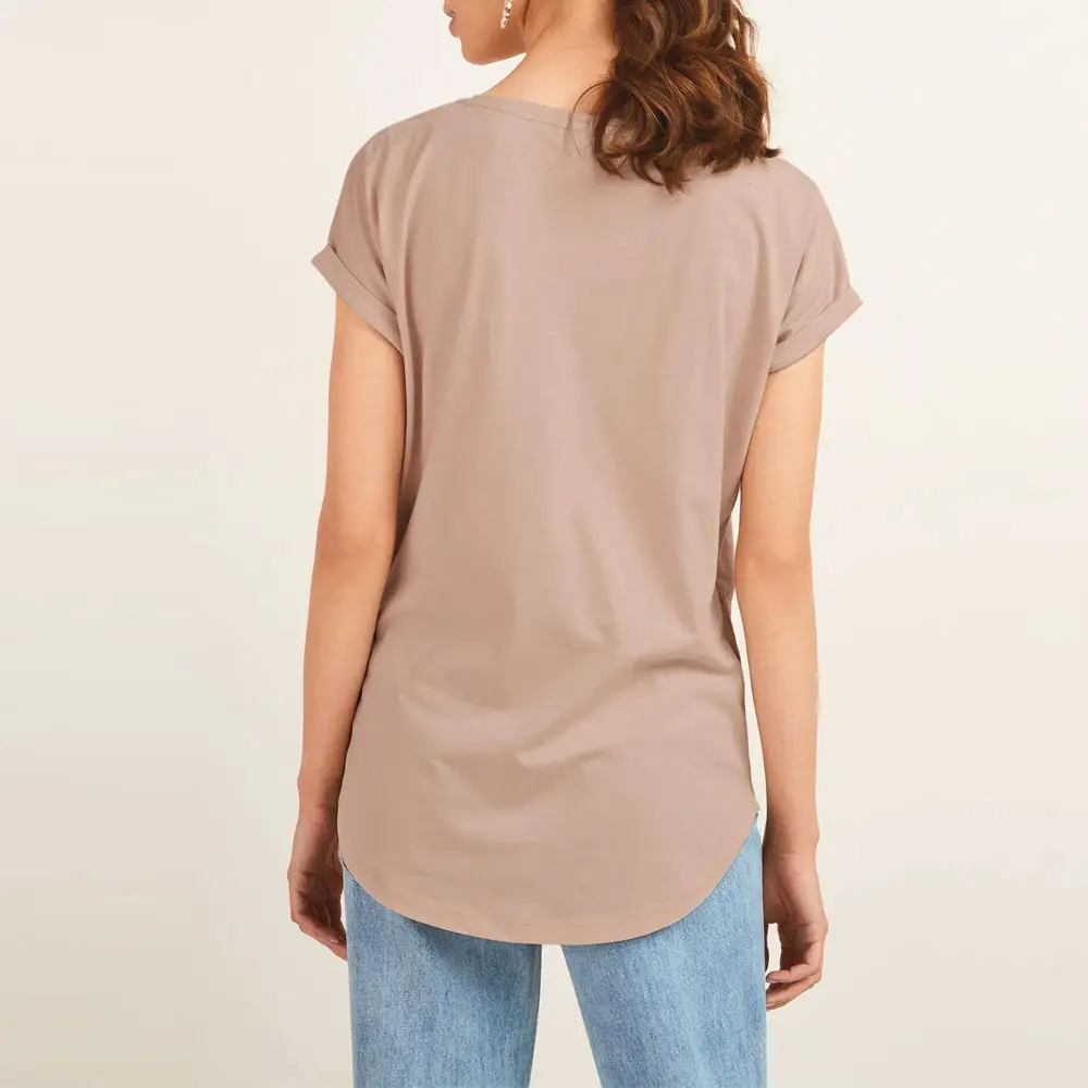 Fashion cute Paris print women's white soft silk knit comfort short sleeve O neck t-shirts stock  - view 3