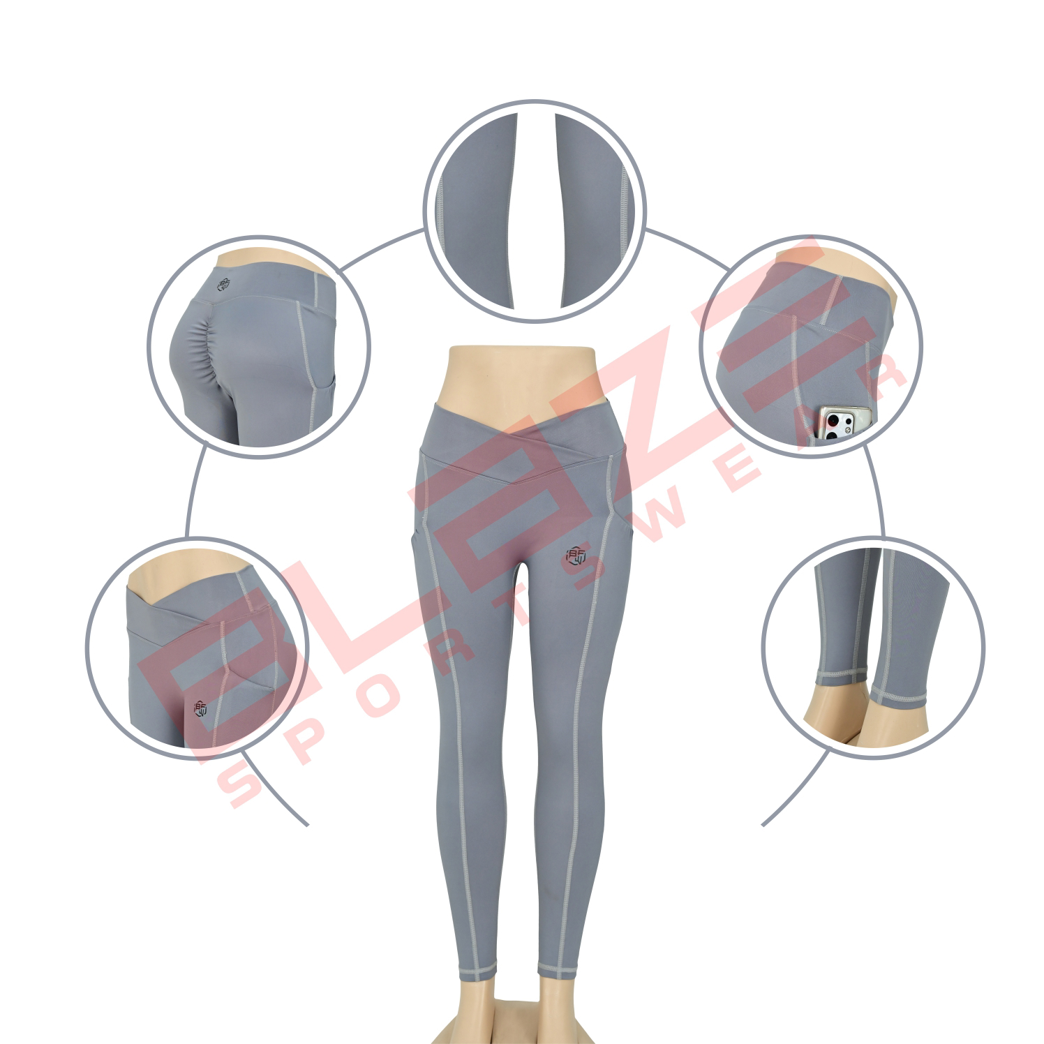 Customized High Waist Workout Sports Yoga pants Breathable Sweat Wicking Leggings  - view 13