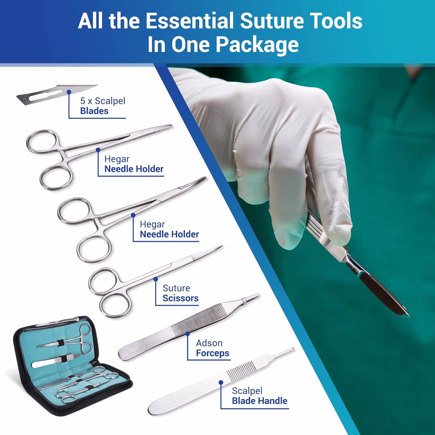 Suture Practice Complete Kit , Include Suture Pad , Suture Tools, Suture Thread & Needle - view 2