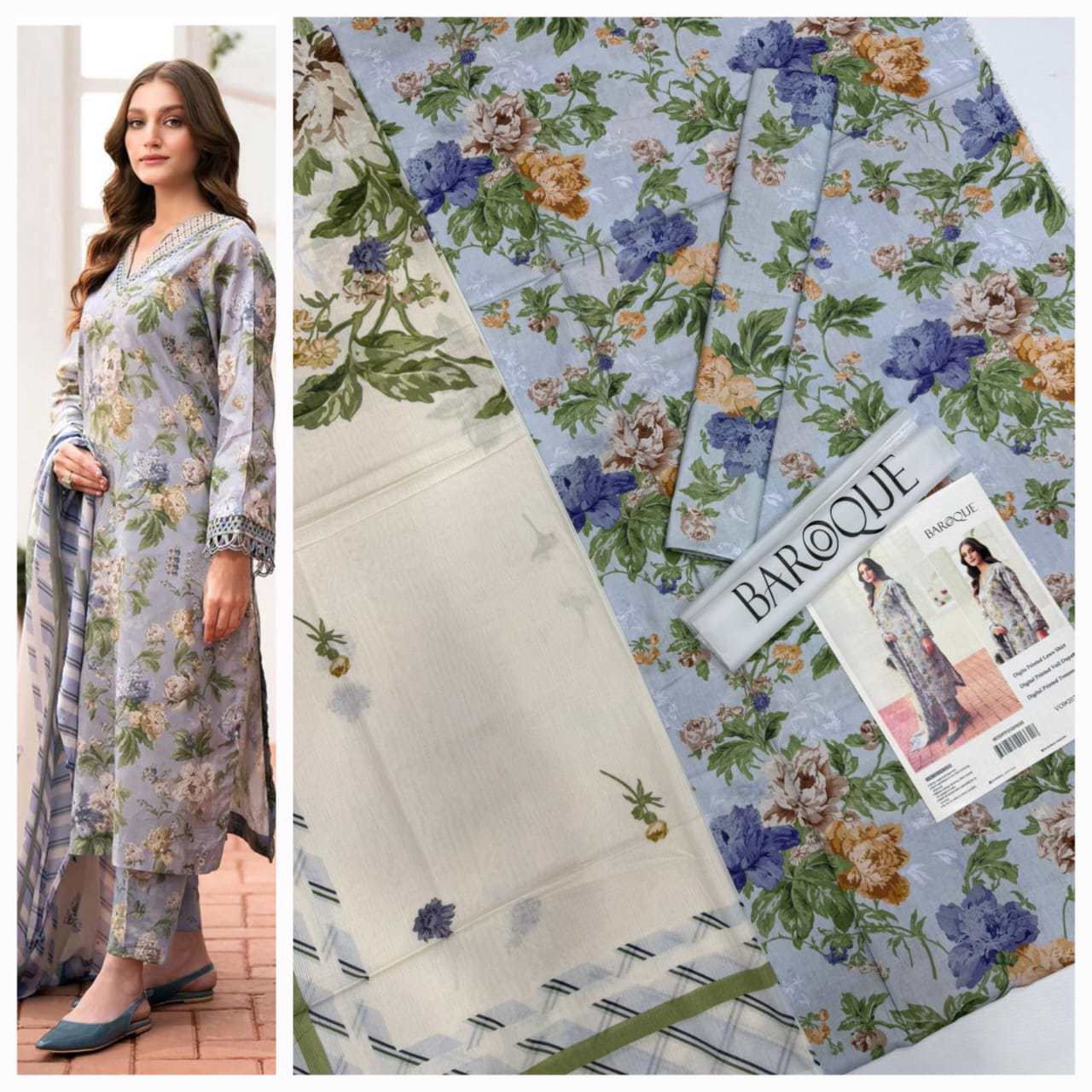Baroque | 3pc Digital Printed Lawn Suit