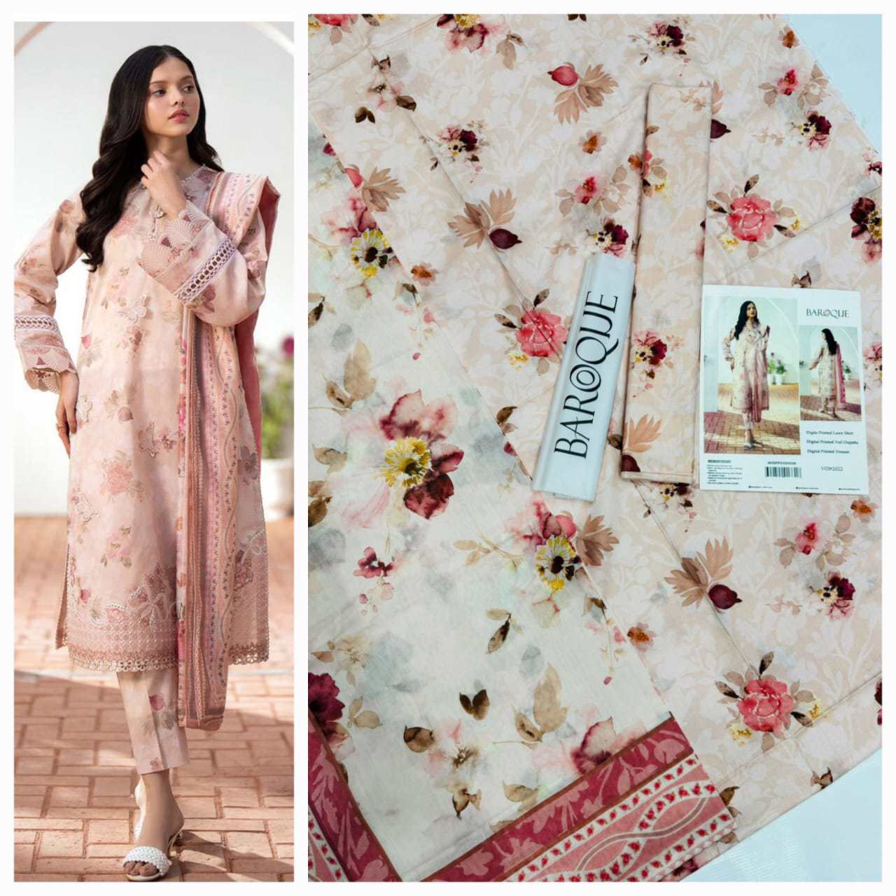Baroque | 3pc Digital Printed Lawn Suit - view 3