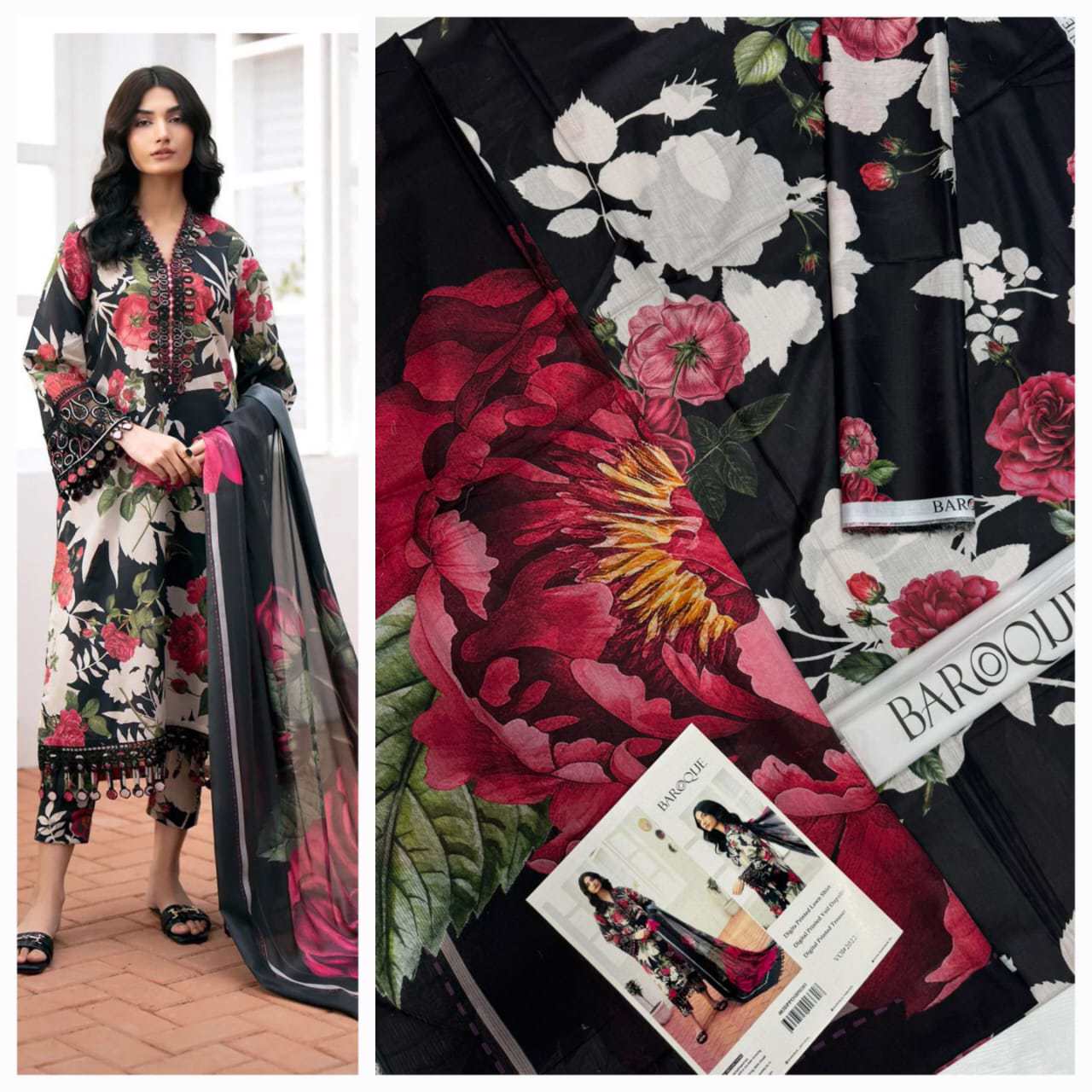 Baroque | 3pc Digital Printed Lawn Suit - view 4