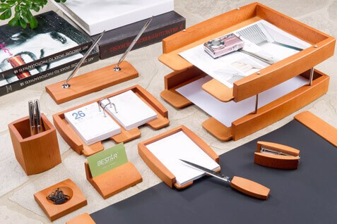 Office Table Desk Organizer in Wood 10 Pcs