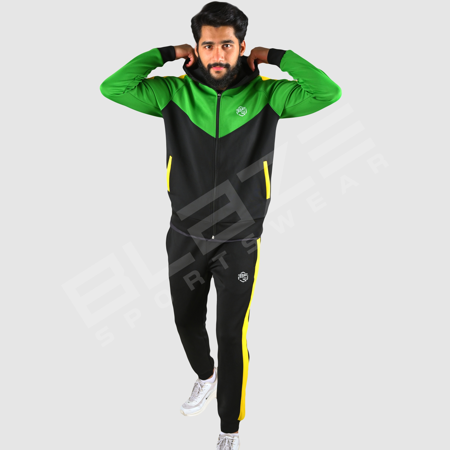 Custom Design Men's Tracksuit  Fashion Slim Fit Design with custom Panel on Sleeve  Print OEM 