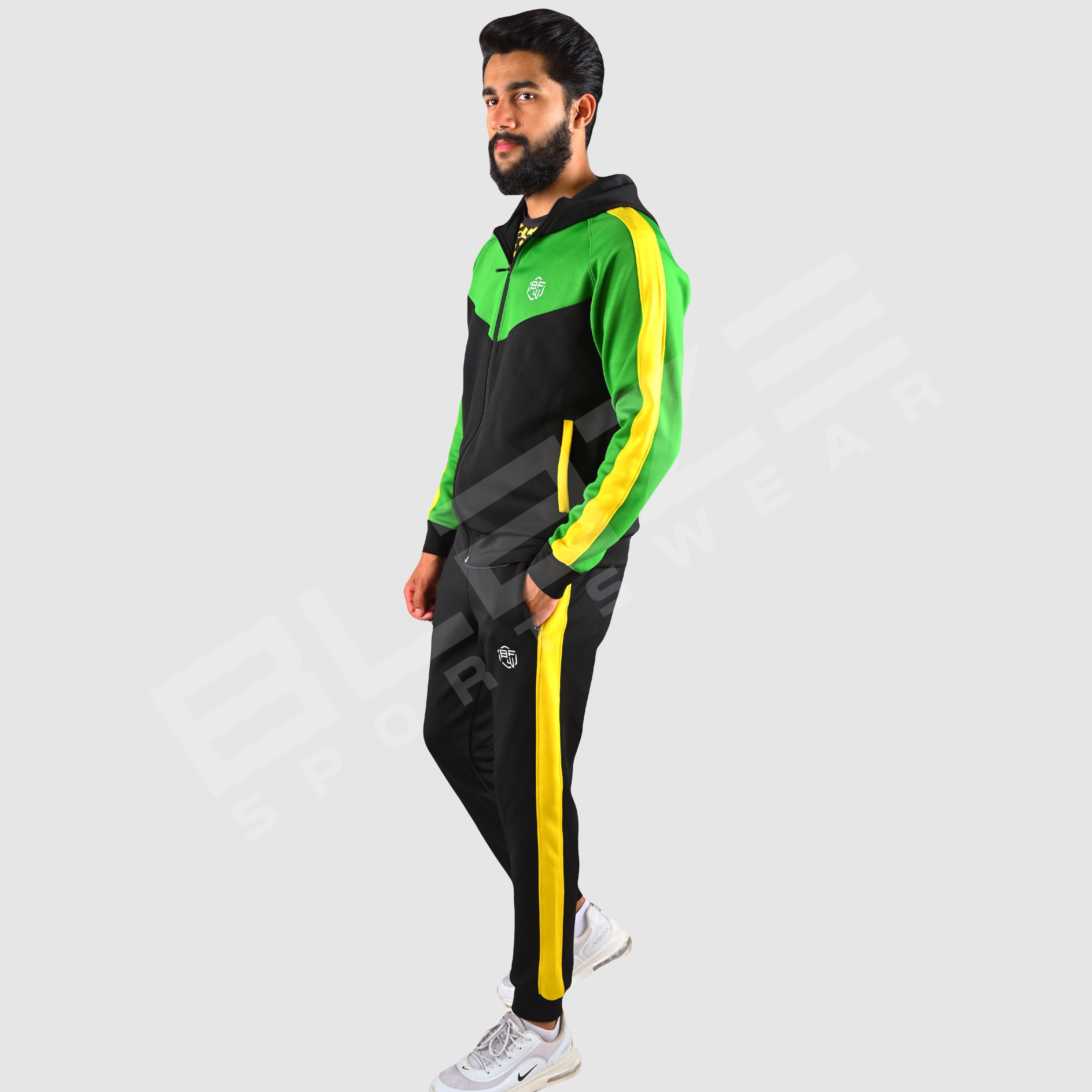 Custom Design Men's Tracksuit  Fashion Slim Fit Design with custom Panel on Sleeve  Print OEM  - view 2