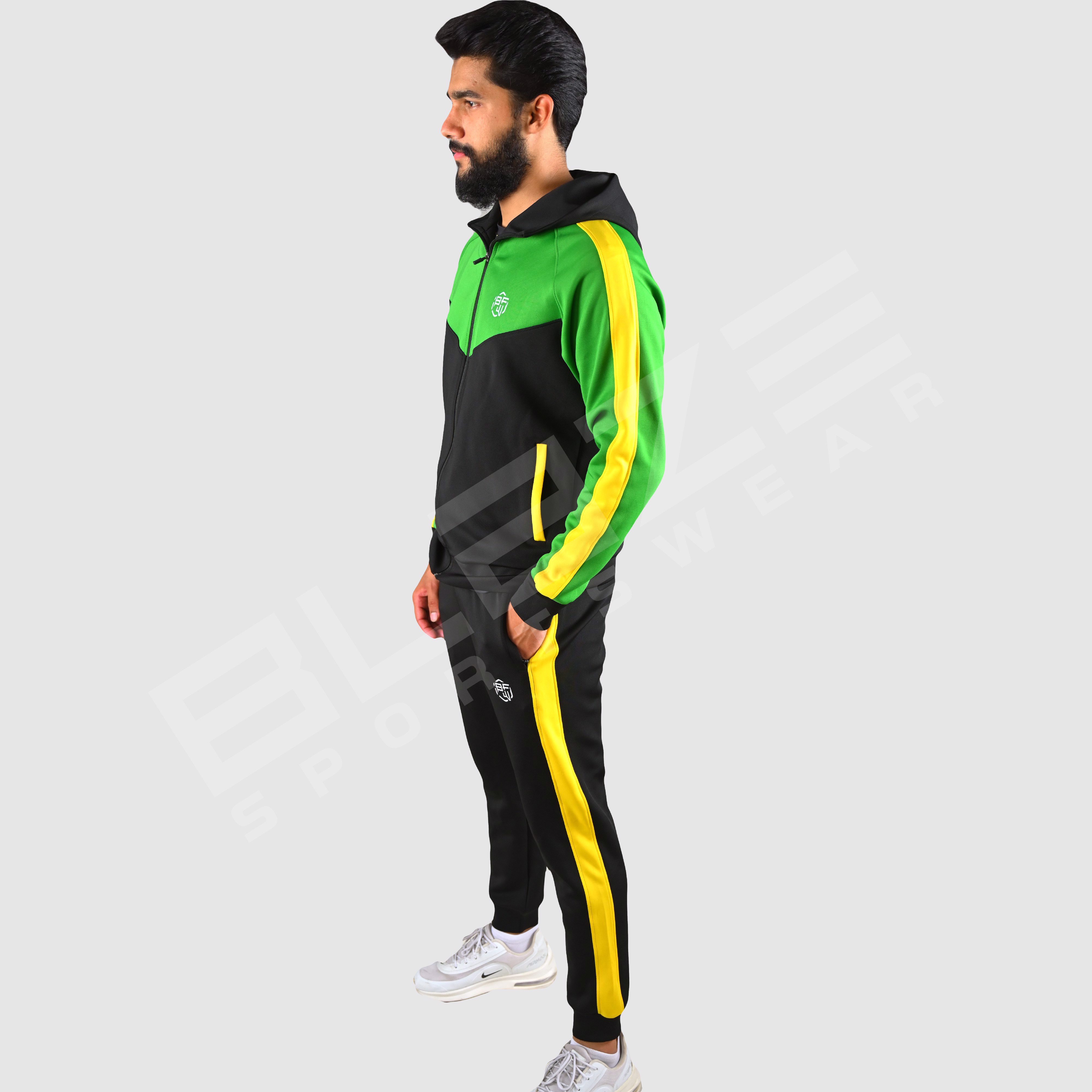 Custom Design Men's Tracksuit  Fashion Slim Fit Design with custom Panel on Sleeve  Print OEM  - view 3