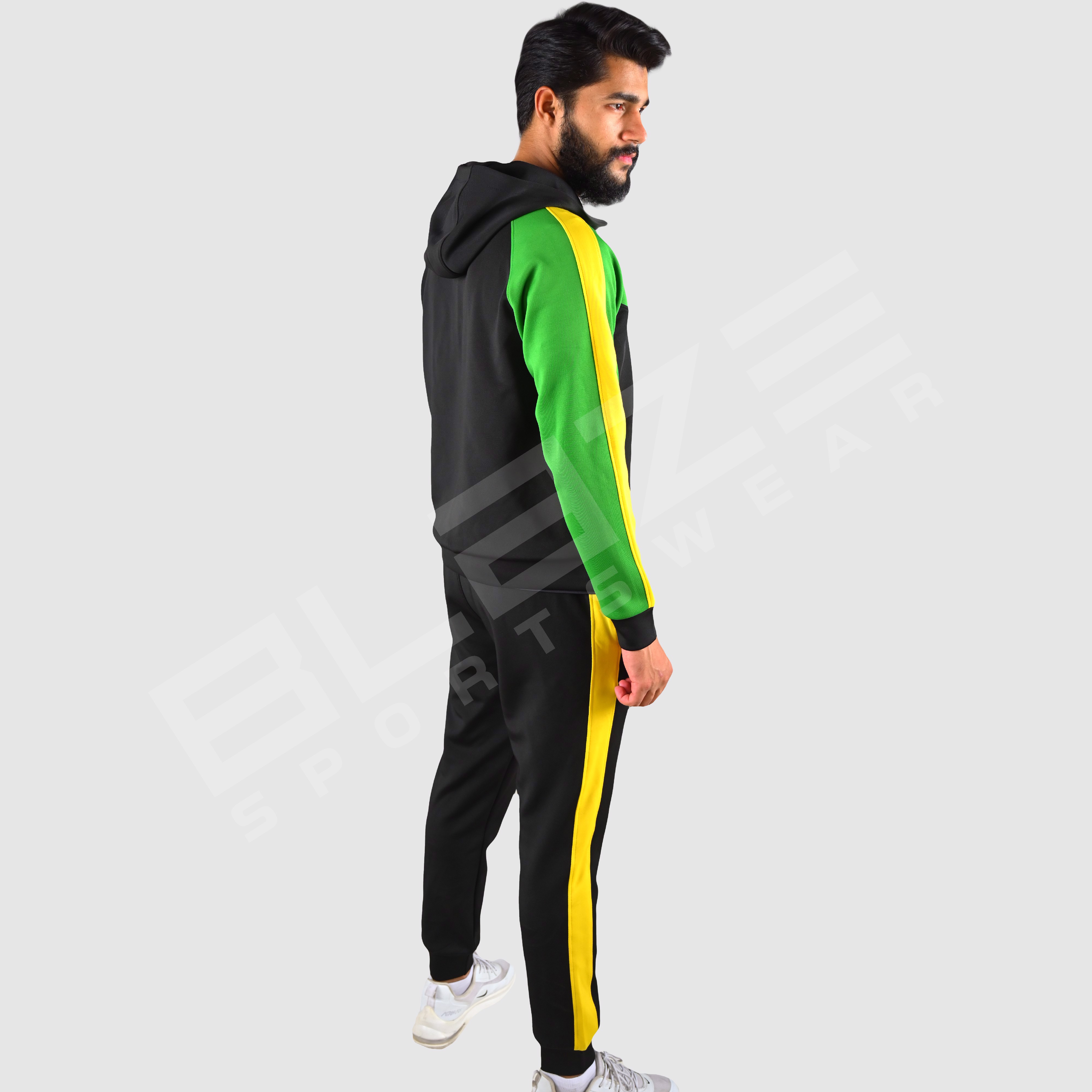 Custom Design Men's Tracksuit  Fashion Slim Fit Design with custom Panel on Sleeve  Print OEM  - view 4