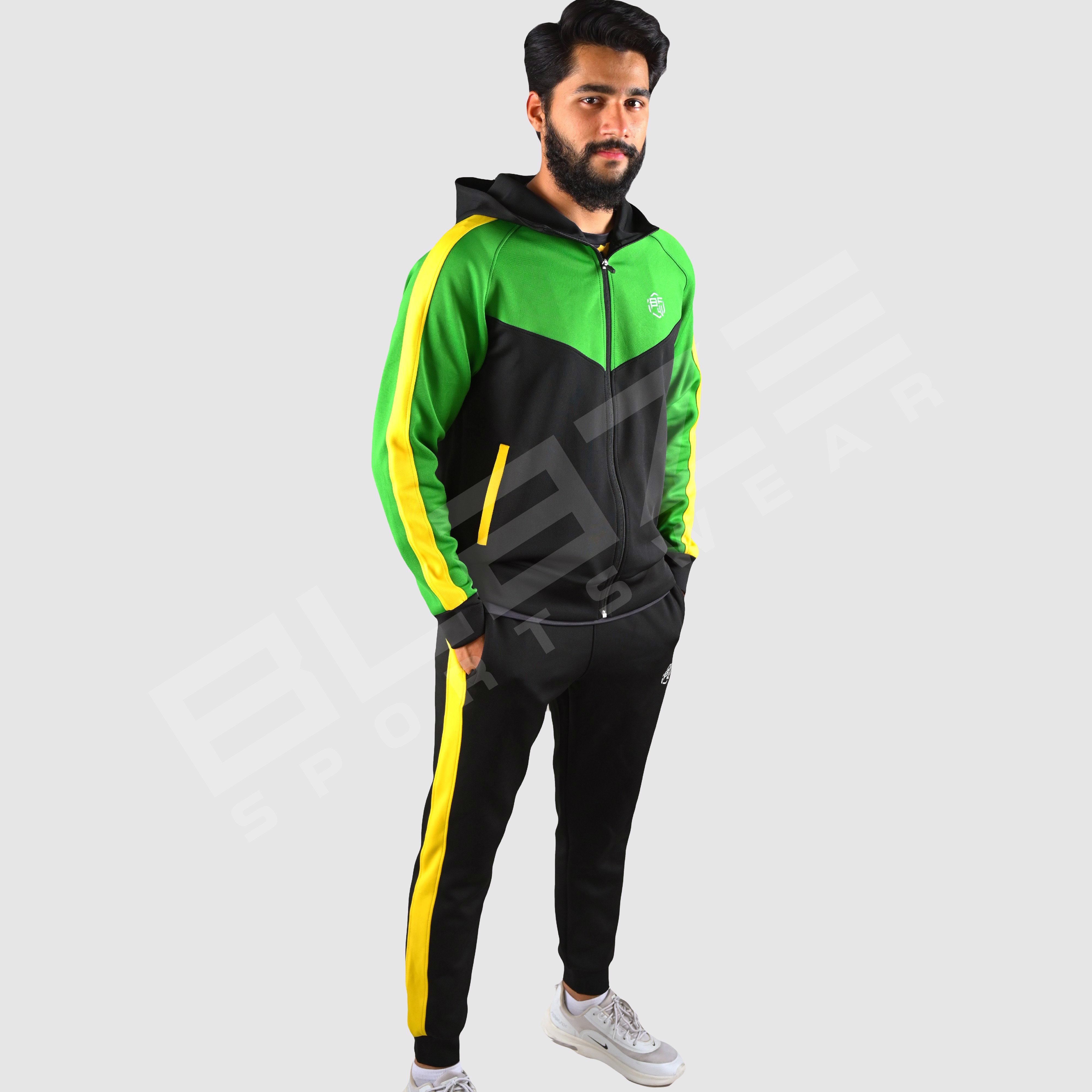 Custom Design Men's Tracksuit  Fashion Slim Fit Design with custom Panel on Sleeve  Print OEM  - view 9
