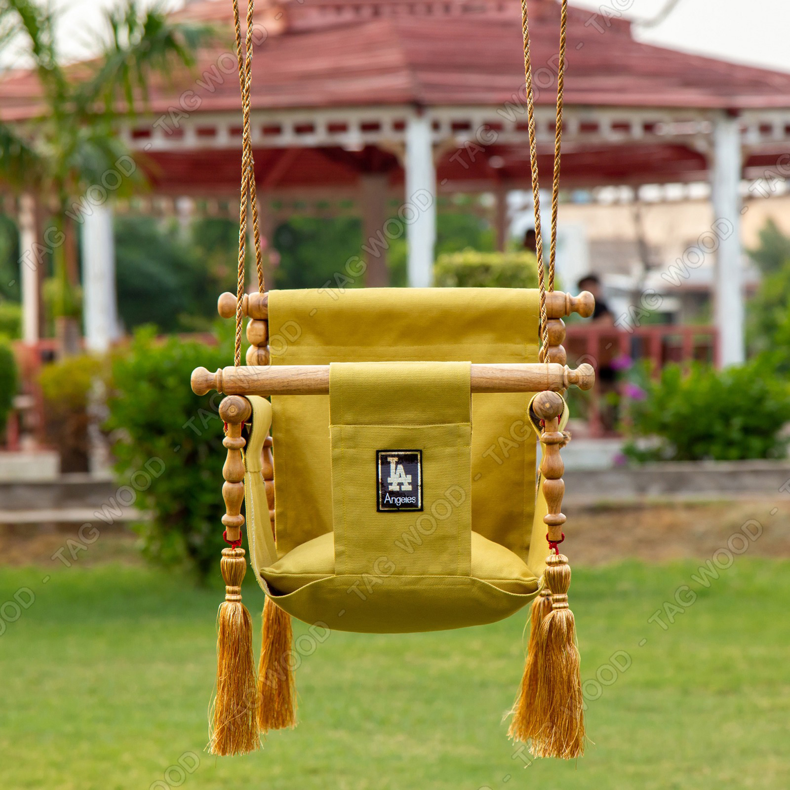  Premium Wooden Quality Baby Swing Baby Toys With a Fabric Chair  - view 4