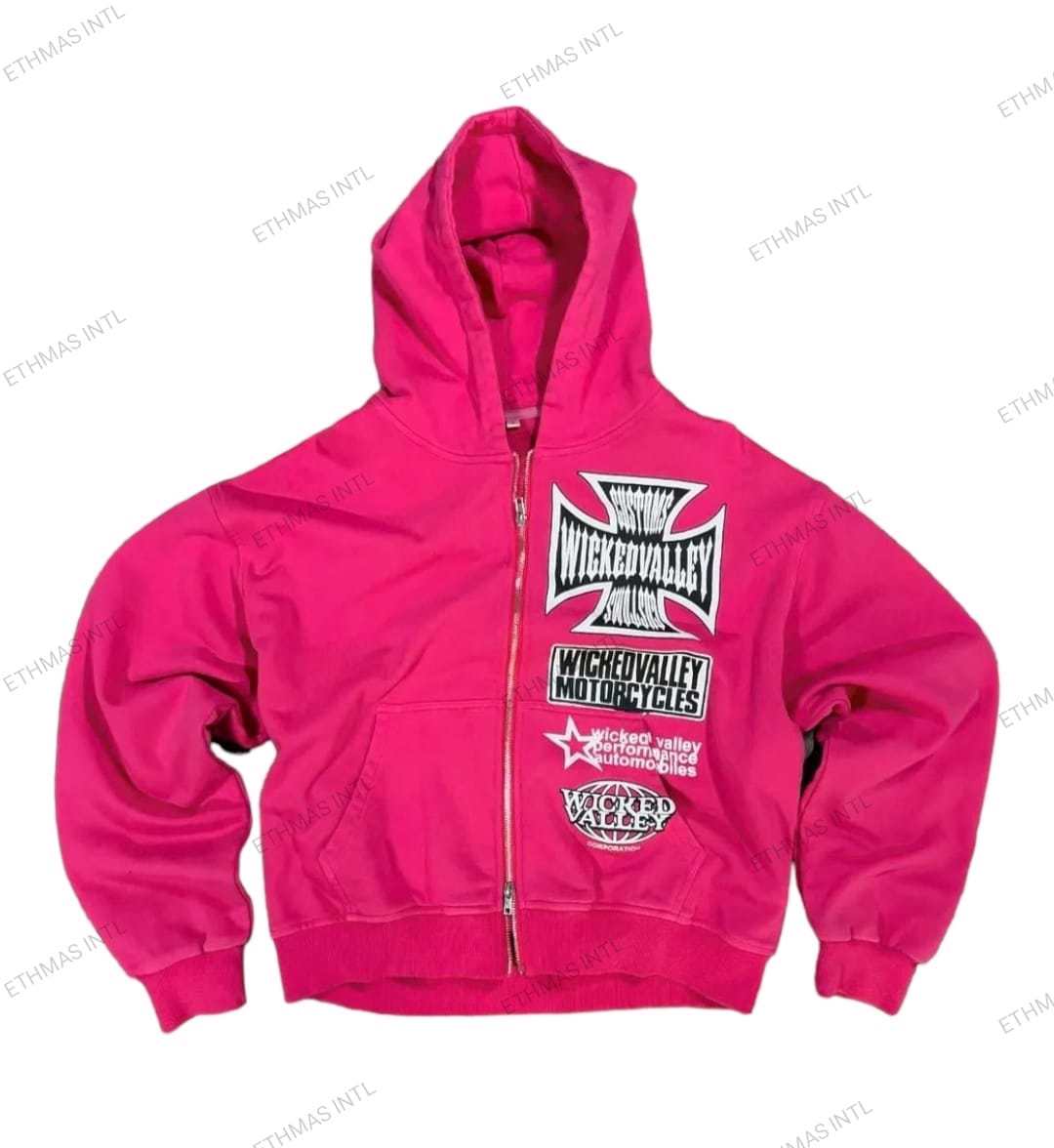 Customized Screen Print Baggy&Oversize&Drop Shoulder Zipper hoodie