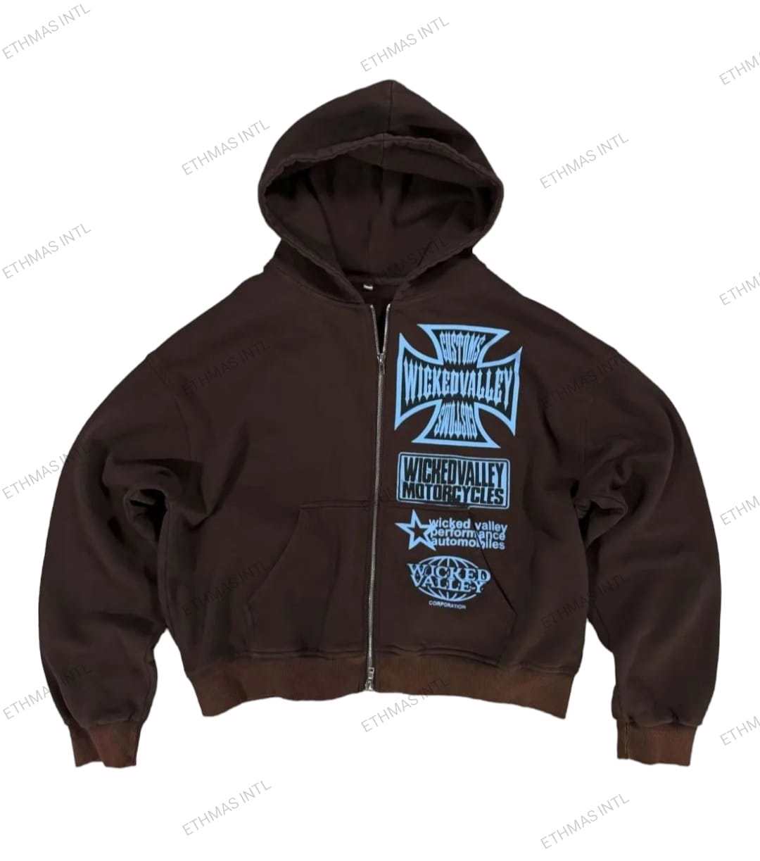 Customized Screen Print Baggy&Oversize&Drop Shoulder Zipper hoodie - view 4