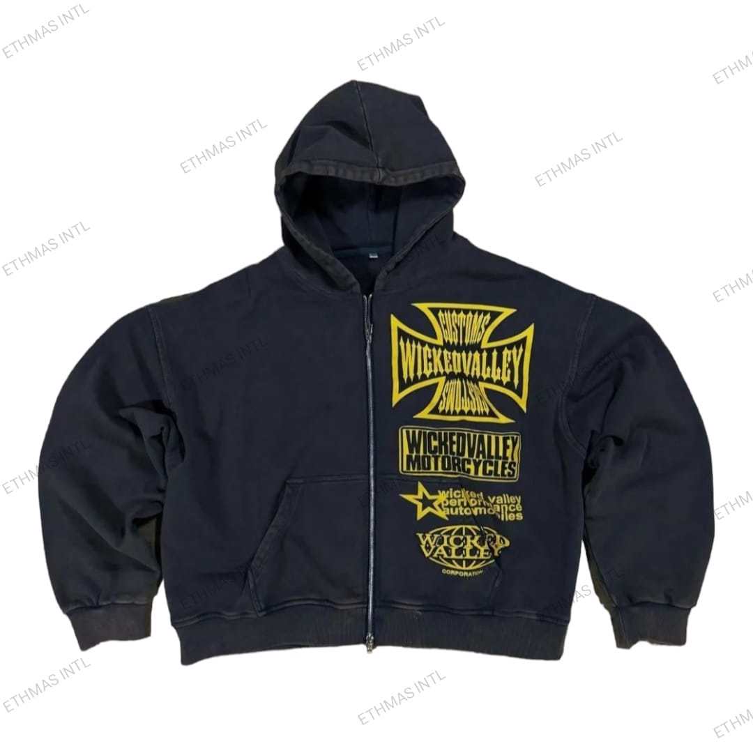 Customized Screen Print Baggy&Oversize&Drop Shoulder Zipper hoodie - view 6
