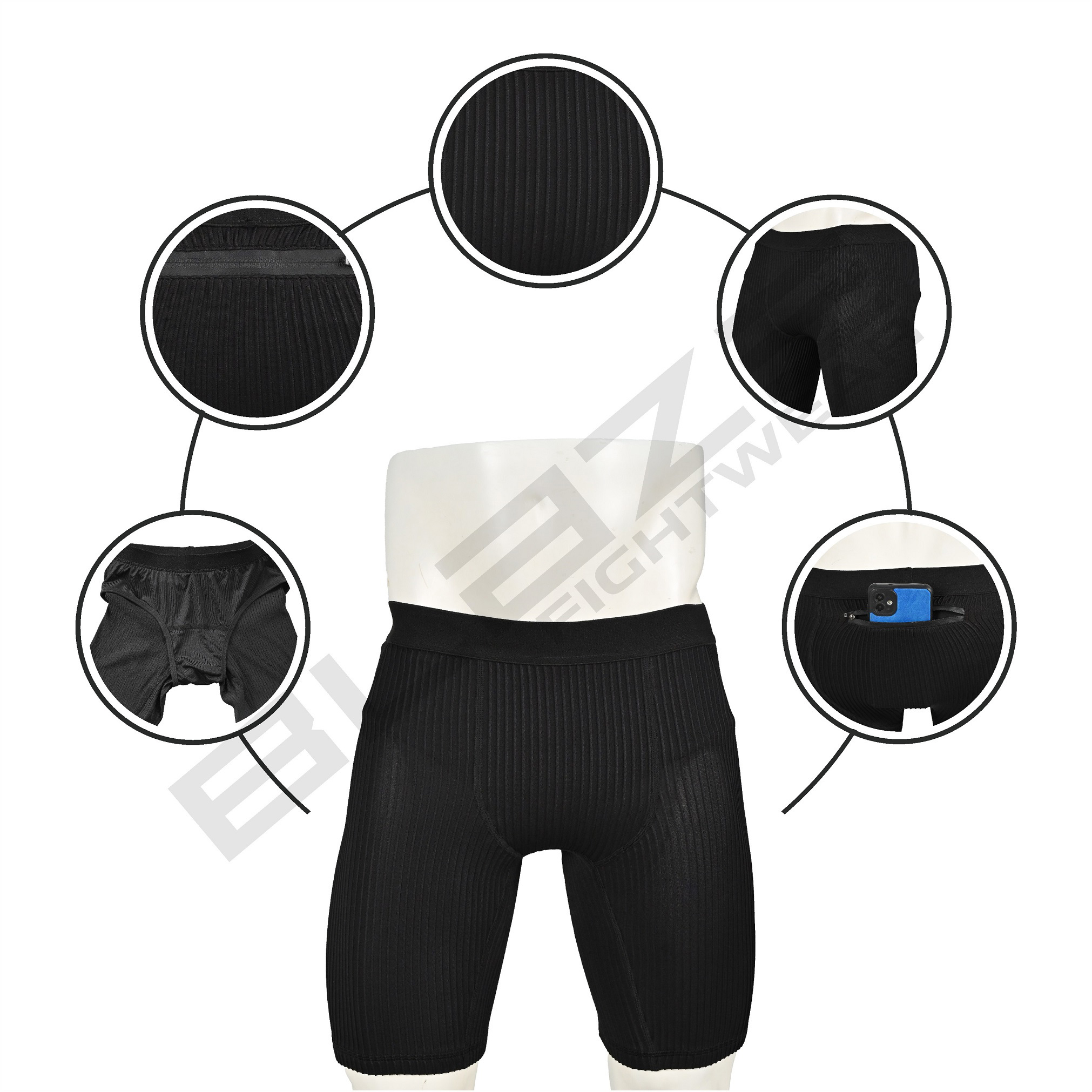 Compression Shorts with Pockets Athletic shorts Underwear for Running Workout Training - view 6