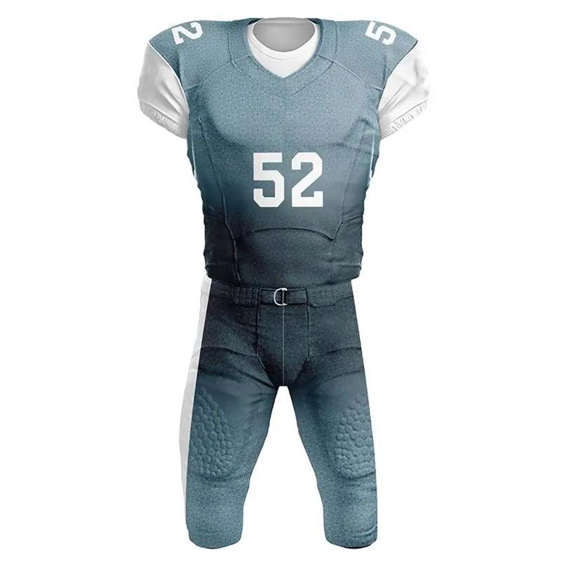 high quality American Custom Logo Custom Team Number Solid Blue American Football Uniforms - view 4