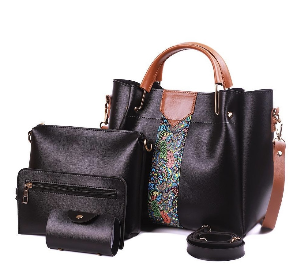 High Quality 4 Pcs Women's Royal PU Leather Shoulder Bag Available in Reasonable Prices 