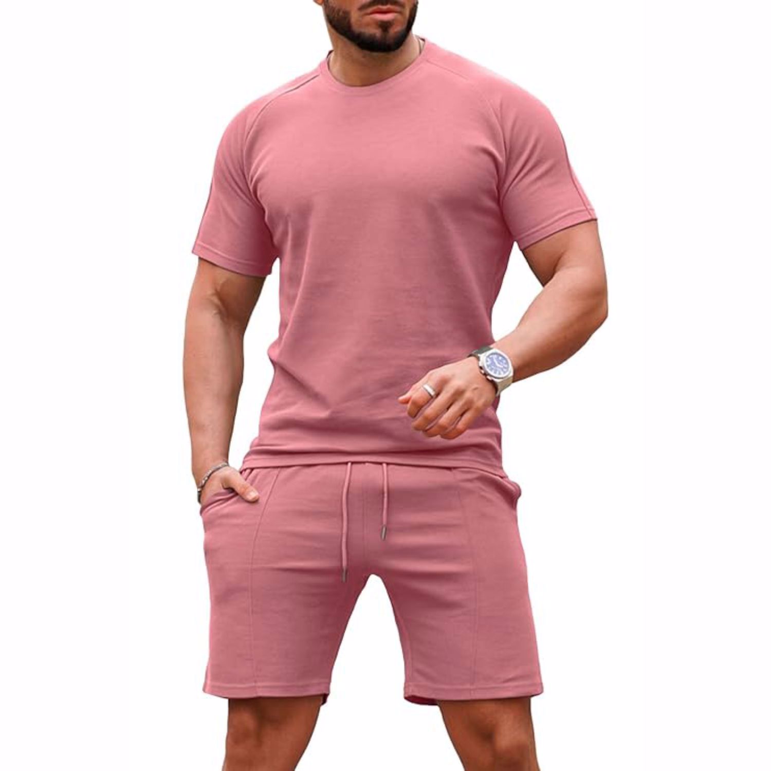 Custom Logo Summer Color Block Men Soccer Training Jogger Shorts Set for Men 2 PC Suit  - view 5