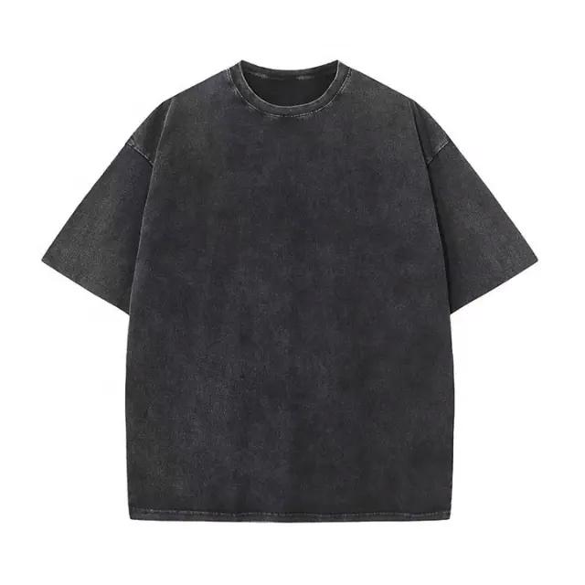 Acid Wash T Shirt Streetwear Hip Hop Stone 100% Cotton